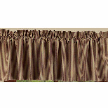 Barn Red-Nutmeg York Ticking Valance - Lined - Interiors by Elizabeth