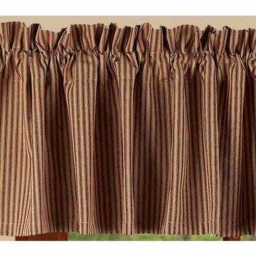 Barn Red Nutmeg York Ticking Valance Lined VL880017