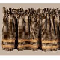 Thumbnail for Black Oat Newbury Gingham Black W/Oat Trim Valance Lined