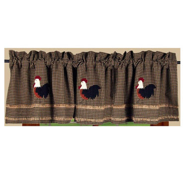 Black - Oat Rise and Shine Rooster Valance - Lined - Interiors by Elizabeth