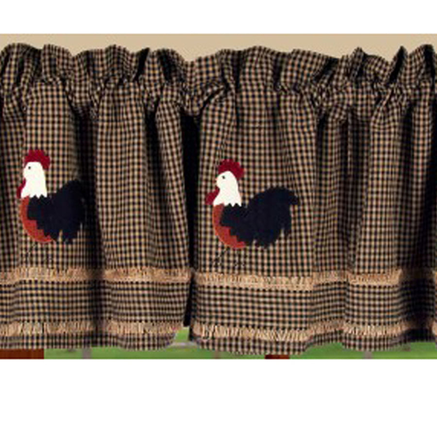 Black Oat Rise And Shine Rooster Valance Lined