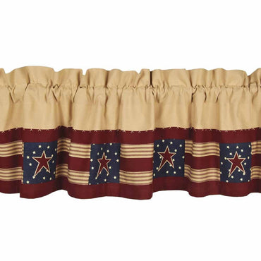 Nutmeg - Indigo - Barn Red Stars and Stripes Valance - Lined - Interiors by Elizabeth