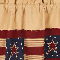Thumbnail for Nutmeg Indigo Barn Red Stars And Stripes Valance Lined VLAR0113