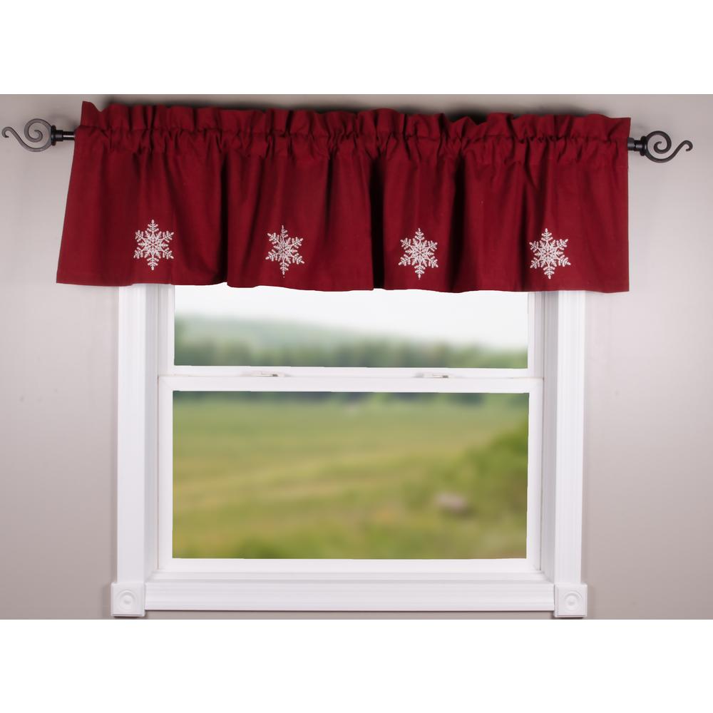 Snowflake Barn Red Valance - Lined - Interiors by Elizabeth