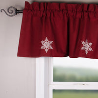 Thumbnail for Snowflake Barn Red Valance Lined
