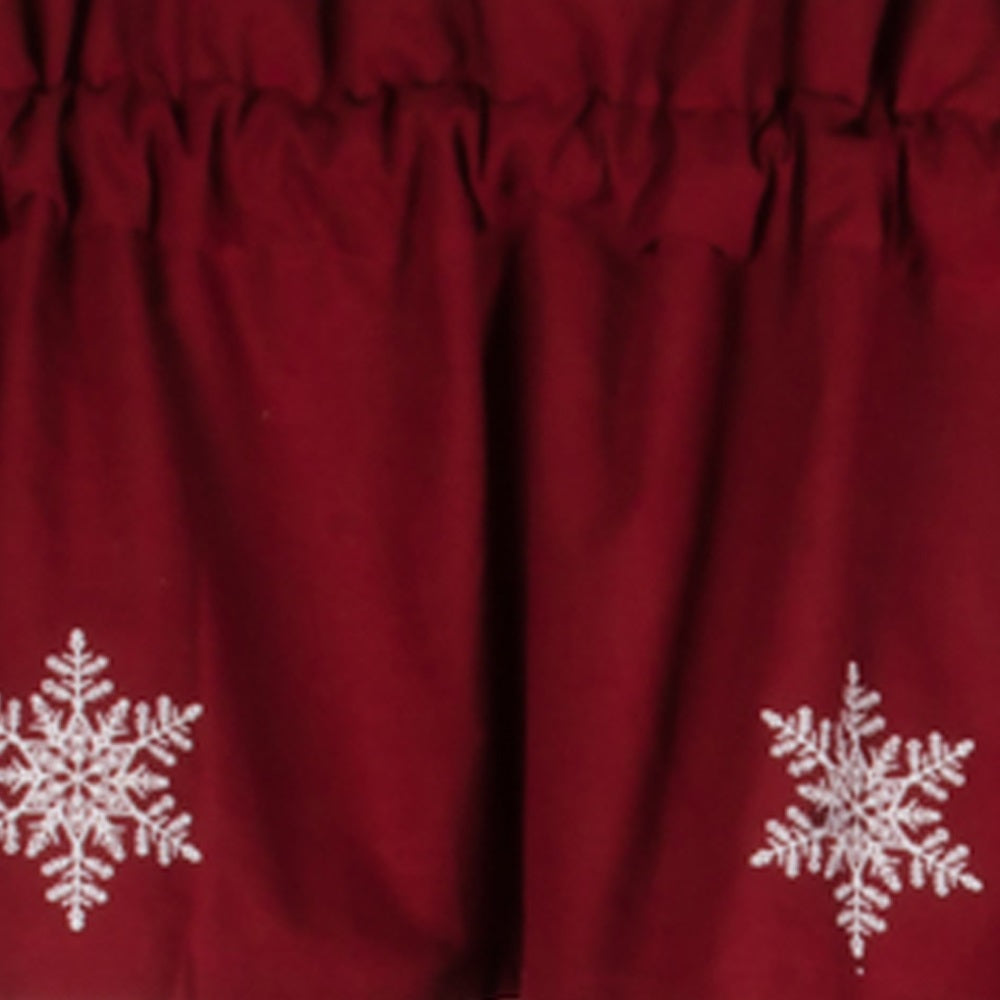 Snowflake Barn Red Valance Lined VLRE0073