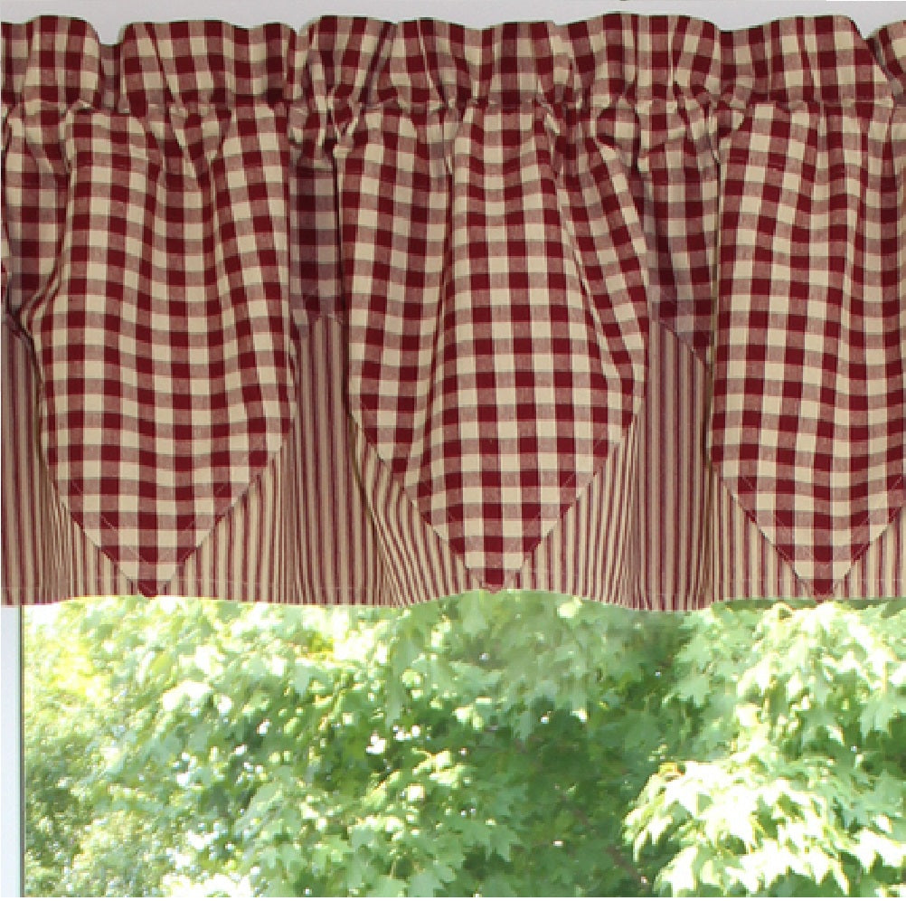 Heritage House Check Barn Red Barn Red - Nutmeg Valance  - Interiors by Elizabeth
