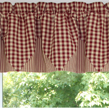 Heritage House Check Barn Red Barn Red - Nutmeg Valance  - Interiors by Elizabeth