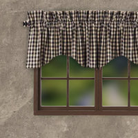 Thumbnail for Black-Nutmeg Heritage House Check Black Scalloped Valance - Lined - Interiors by Elizabeth