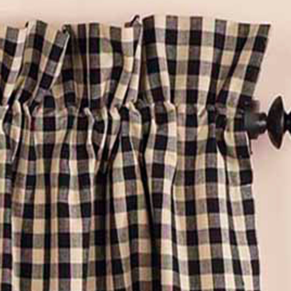 Black Nutmeg Heritage House Check Black Scalloped Valance Lined