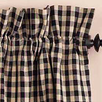 Thumbnail for Black Nutmeg Heritage House Check Black Scalloped Valance Lined