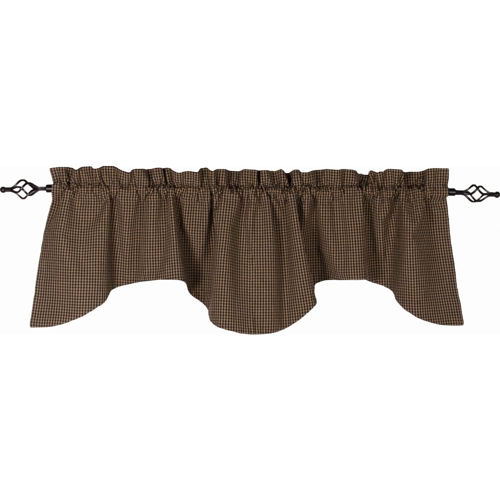 Newbury Gingham Scalloped Valance Black - Oat - Lined - Interiors by Elizabeth