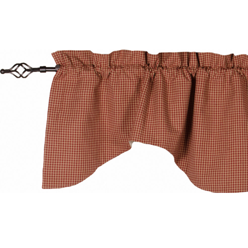 Newbury Gingham Scalloped Valance Barn Red Oat Lined