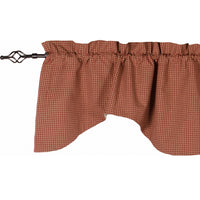Thumbnail for Newbury Gingham Scalloped Valance Barn Red Oat Lined