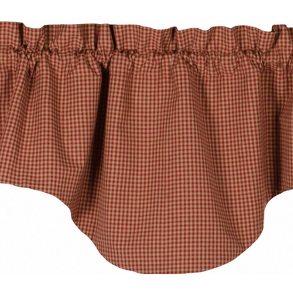 Newbury Gingham Scalloped Valance Barn Red Oat Lined